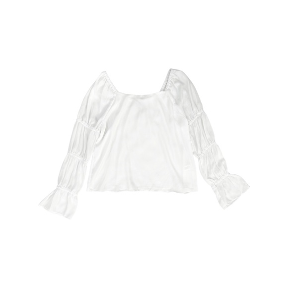 White Tiered Long Sleeve Blouse - Picture 1 of 4